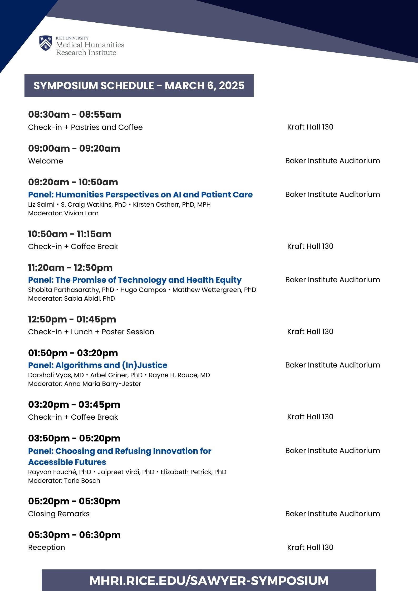Symposium schedule